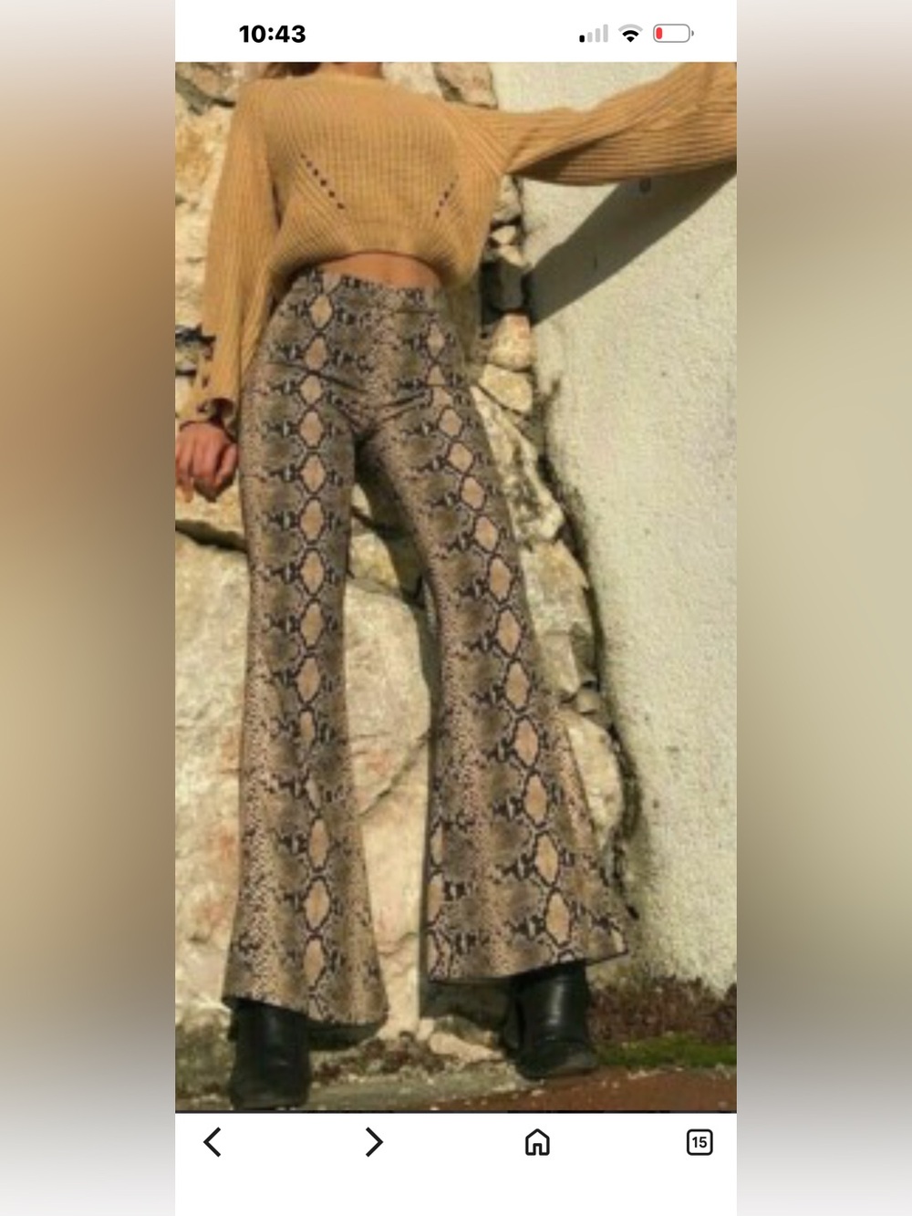 Zara Snake-Print Boot Cut Pants - Black & Beige